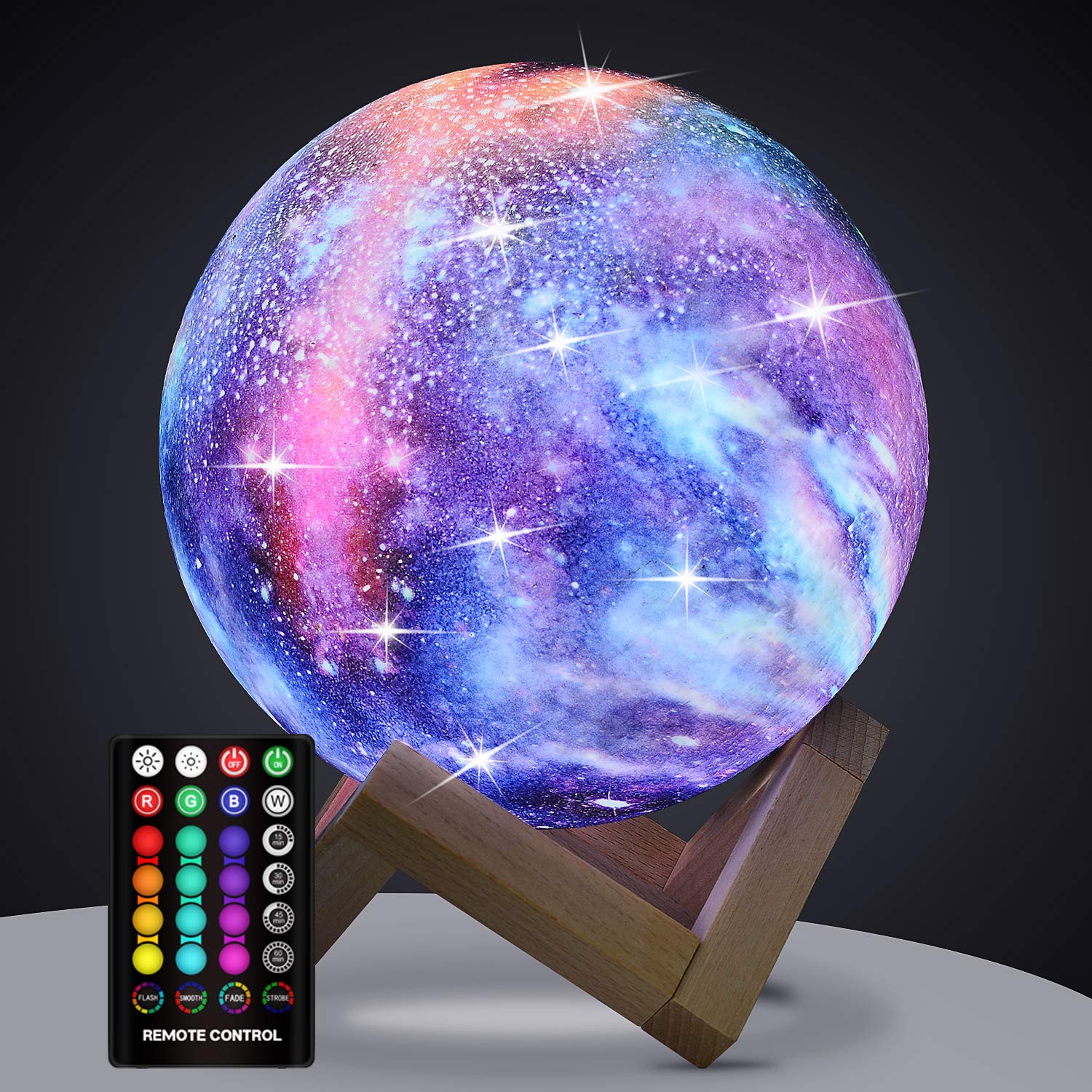 D5 Starry Moon Lamp 8Cm - LED Night Light with Stand, Perfect for Bedroom Decor and Gifts